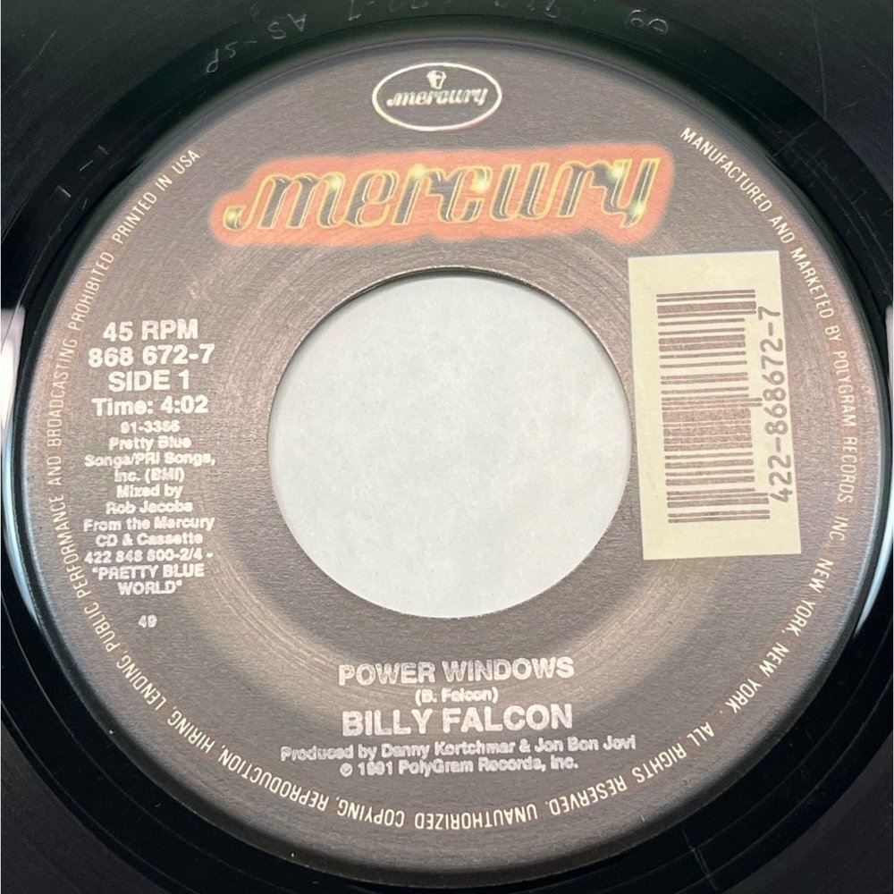 Billy Falcon Power Windows / Oh Boy 45 Rock 1991 Mercury 8686727